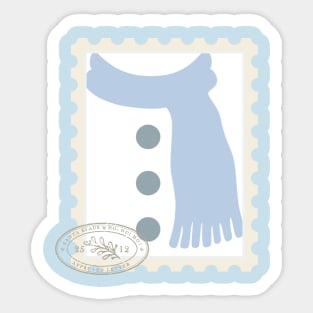 Cute Snowman with Blue Scarf Stamp Sticker